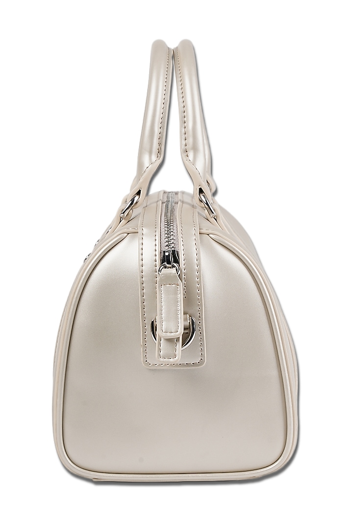 Silver Vegan Leather Crossbody Duffel Bag by MIR KASH at Pernia's Pop Up Shop