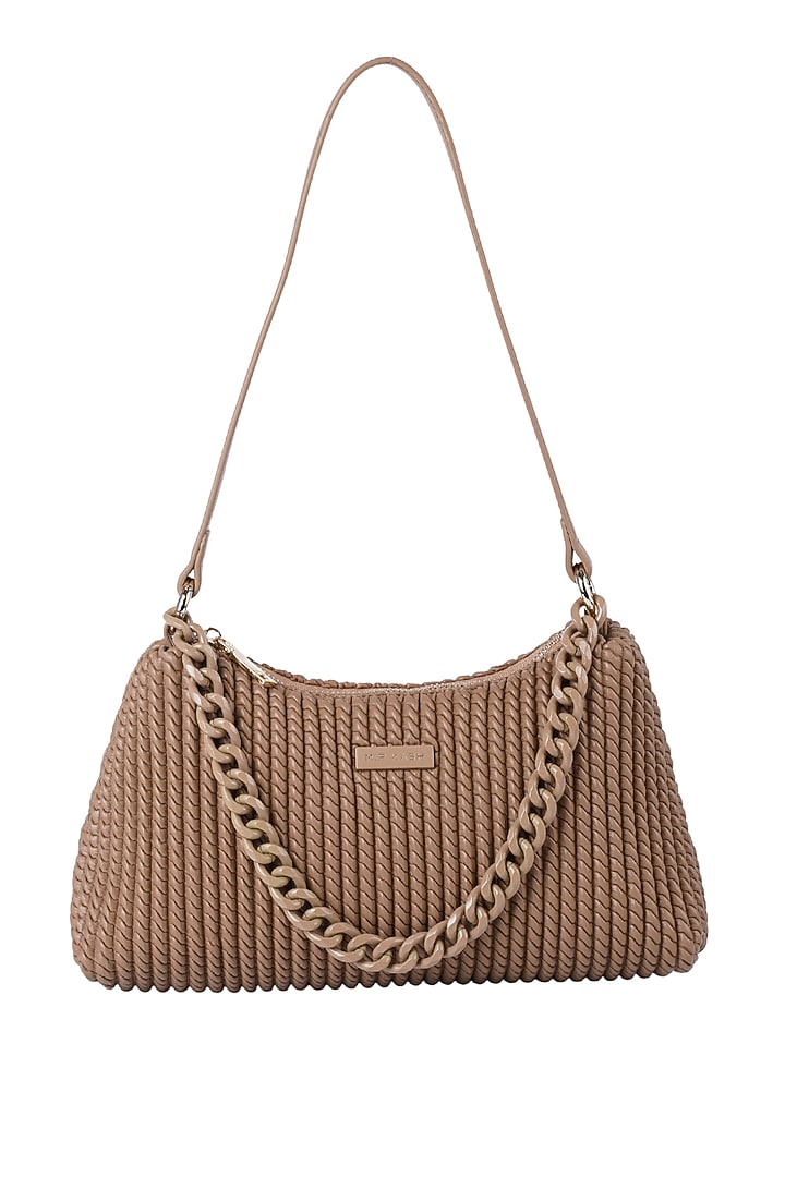 Nude Vegan Leather Shoulder Bag by MIR KASH at Pernia's Pop Up Shop