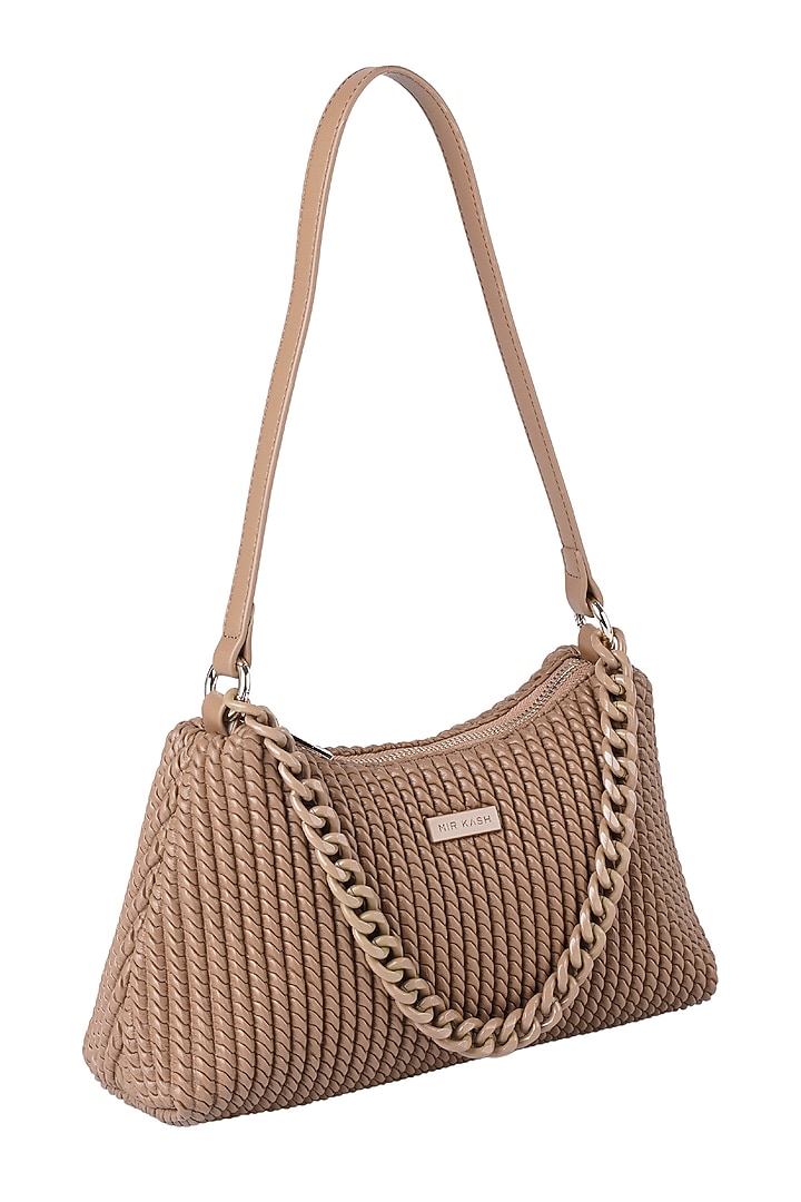 Nude Vegan Leather Shoulder Bag by MIR KASH at Pernia's Pop Up Shop