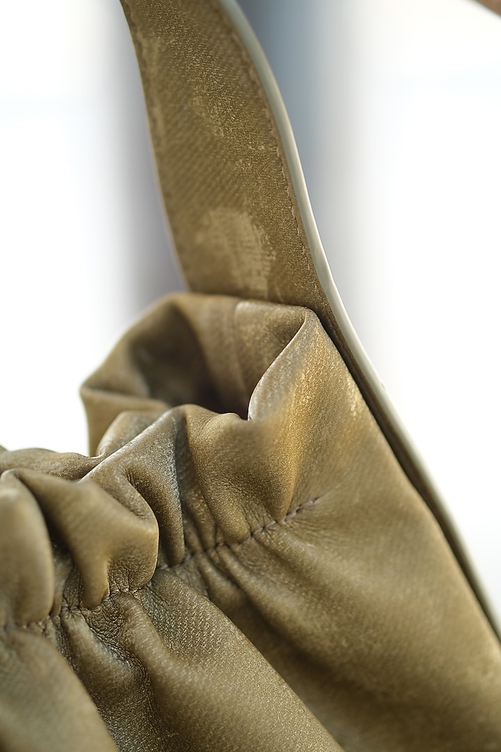 Olive Green Velvet Scrunchy Bag by MIR KASH at Pernia's Pop Up Shop