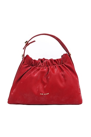 Red Velvet Scrunchy Bag by MIR KASH