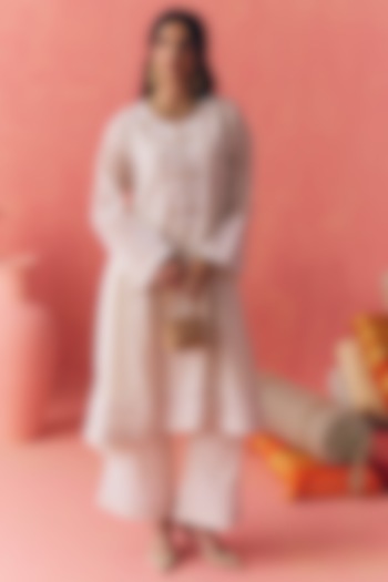 Ivory Pure Mul Chanderi Dori Embroidered Kurta Set by MIRASA at Pernia's Pop Up Shop