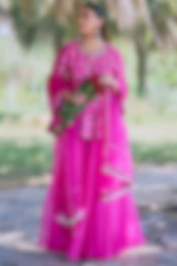 Pink Pure Silk Chanderi Zari Embroidered Party Wear Sharara Set by MIRASA at Pernia's Pop Up Shop