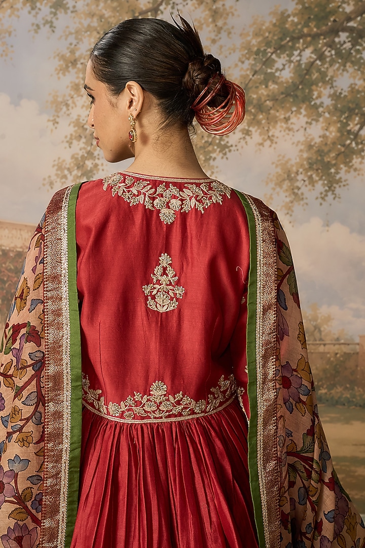 Red Silk Organza Wedding Sharara Set by MIRASA at Pernia's Pop Up Shop