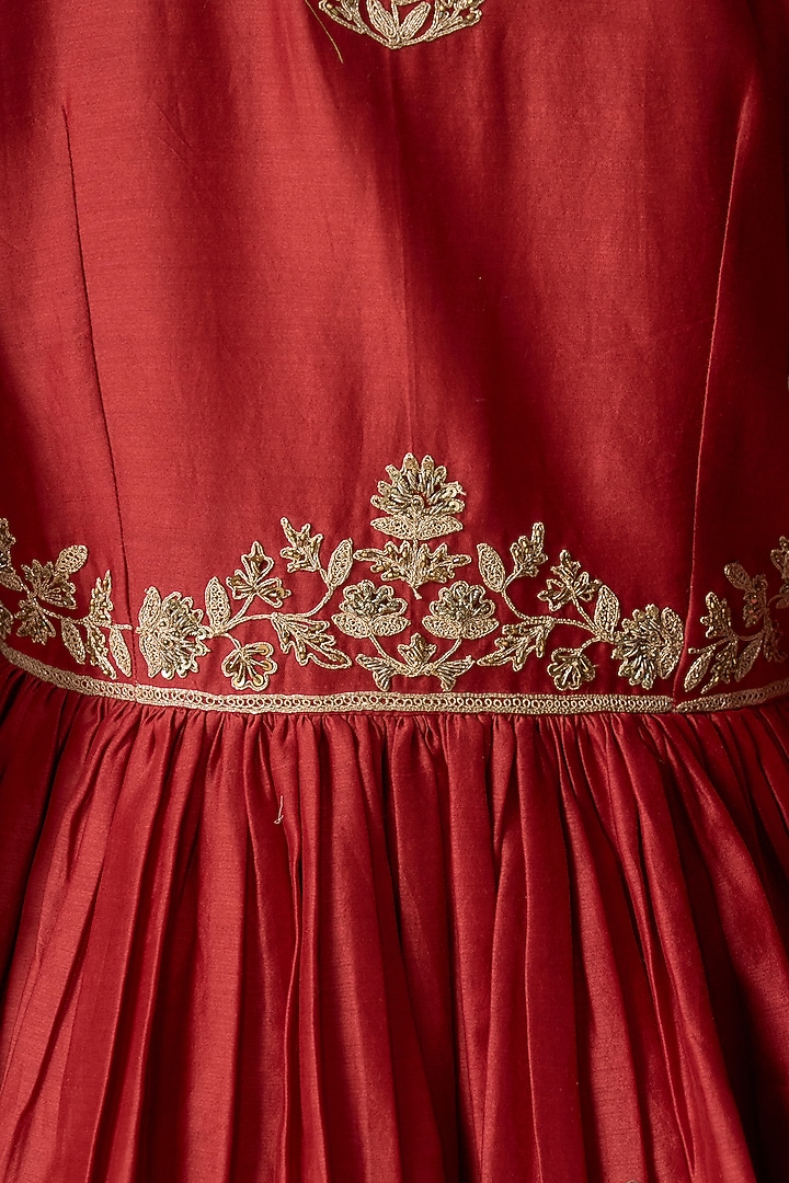 Red Silk Organza Wedding Sharara Set by MIRASA at Pernia's Pop Up Shop
