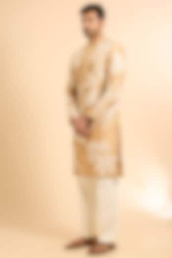 Brown Chanderi Embroidered Kurta Set by Mishru Men at Pernia's Pop Up Shop