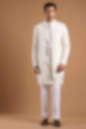 Ivory Silk Groom Indowestern Set by Mishru Men at Pernia's Pop Up Shop