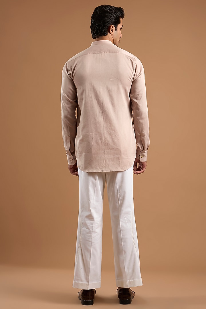 Champagne Dupion Groom Bandhgala Set by Mishru Men at Pernia's Pop Up Shop