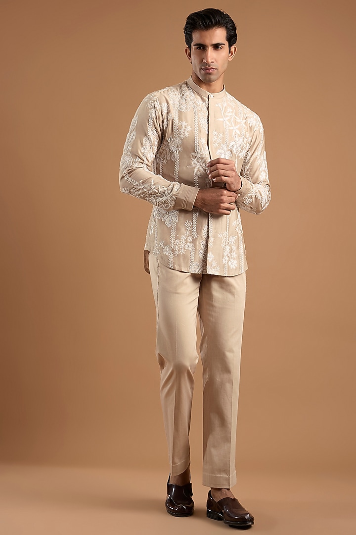 Champagne Dupion Co-Ord Set by Mishru Men at Pernia's Pop Up Shop