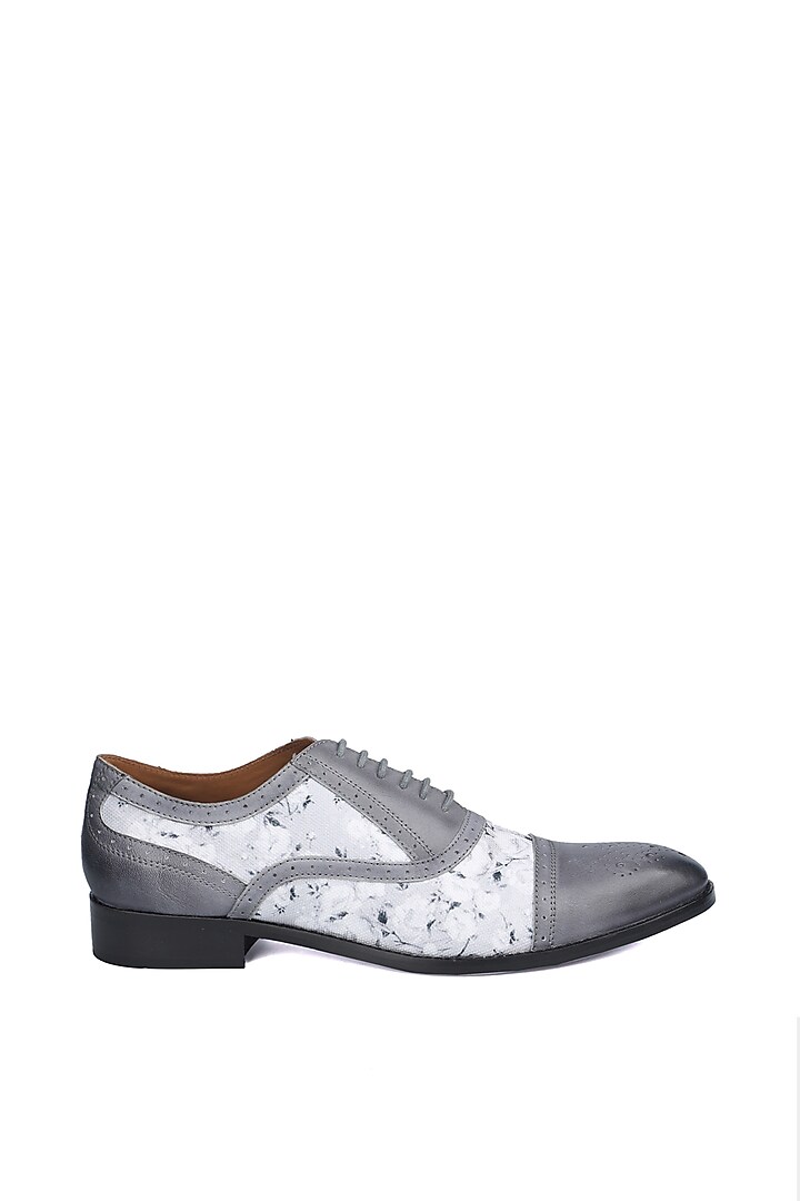 Grey Leather & Canvas Shoes by MisterSinister
