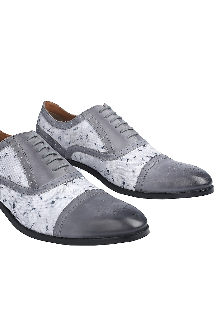 Grey Leather & Canvas Shoes by MisterSinister at Pernia's Pop Up Shop