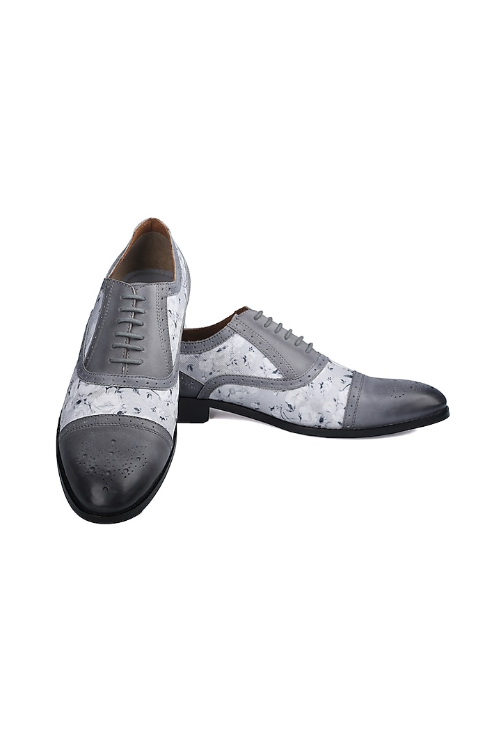 Grey Leather & Canvas Shoes by MisterSinister at Pernia's Pop Up Shop
