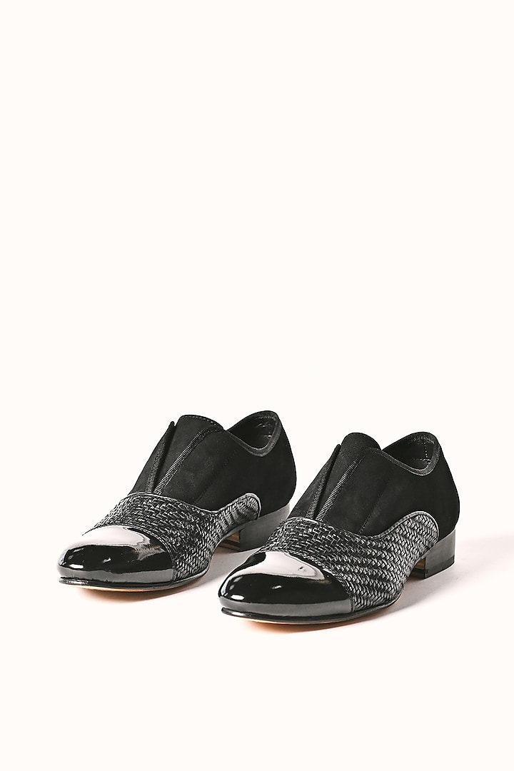 Black Leather Slip-On Shoes by MisterSinister
