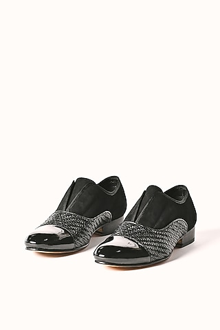 Black Leather Slip-On Shoes by MisterSinister