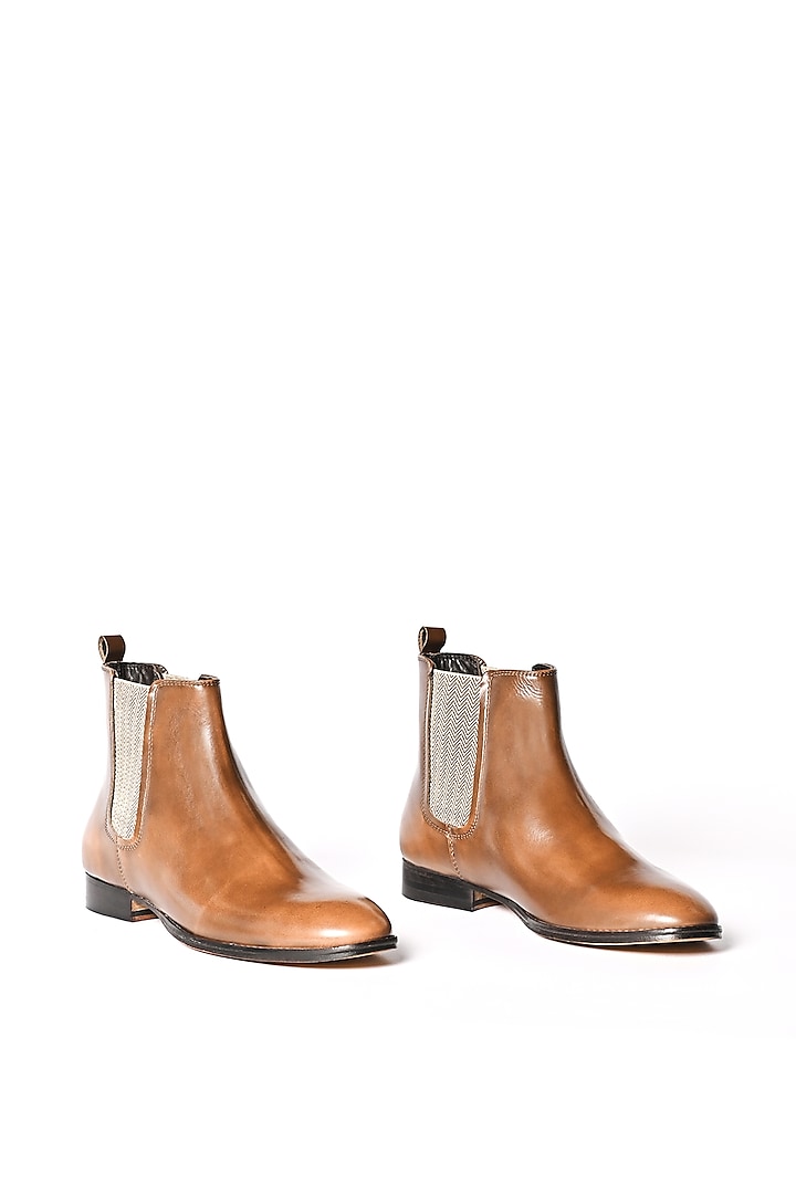 Caramel Leather Chelsea Boots by MisterSinister