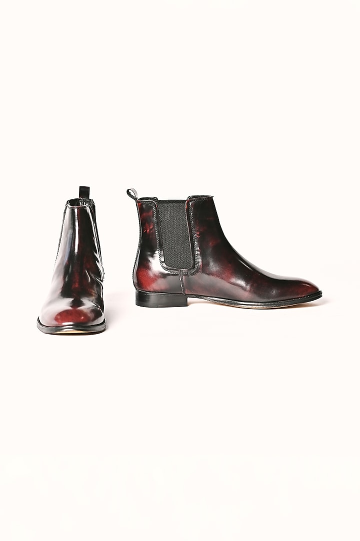 Maroon Leather Chelsea Boots by MisterSinister at Pernia's Pop Up Shop