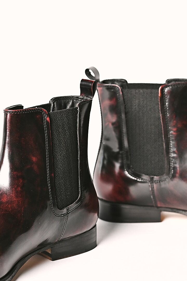 Maroon Leather Chelsea Boots by MisterSinister at Pernia's Pop Up Shop