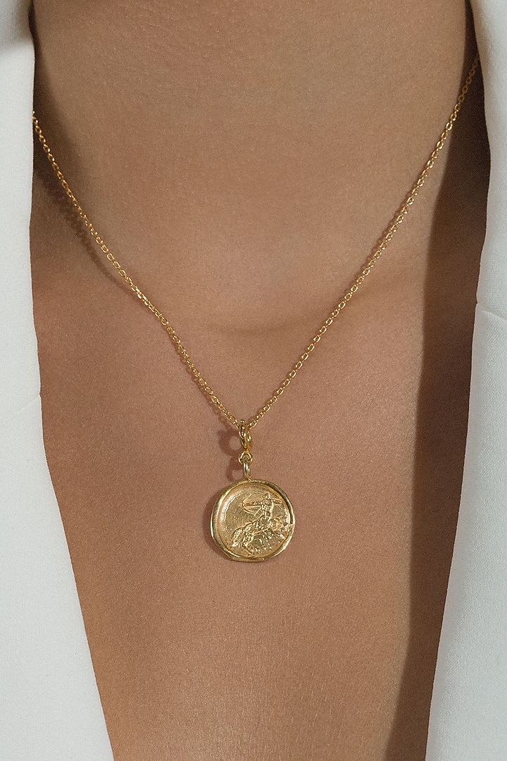 Gold Finish Baby Sagittarius Charm Pendant Necklace by Misho Designs at Pernia's Pop Up Shop