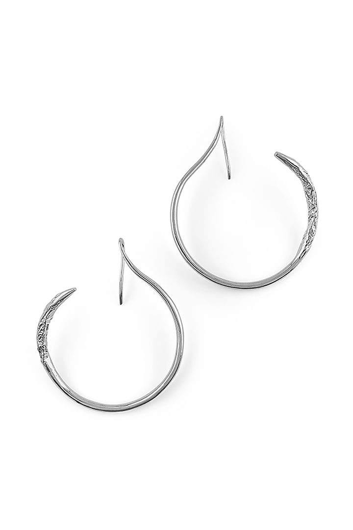 Silver Rhodium Finish Mini Interrupted Hoop Earrings by Misho Designs