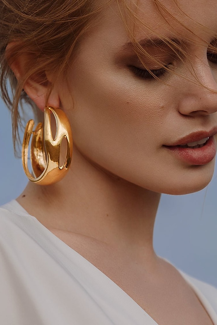 Gold Plated Tidal Hoop Earrings by Misho Designs