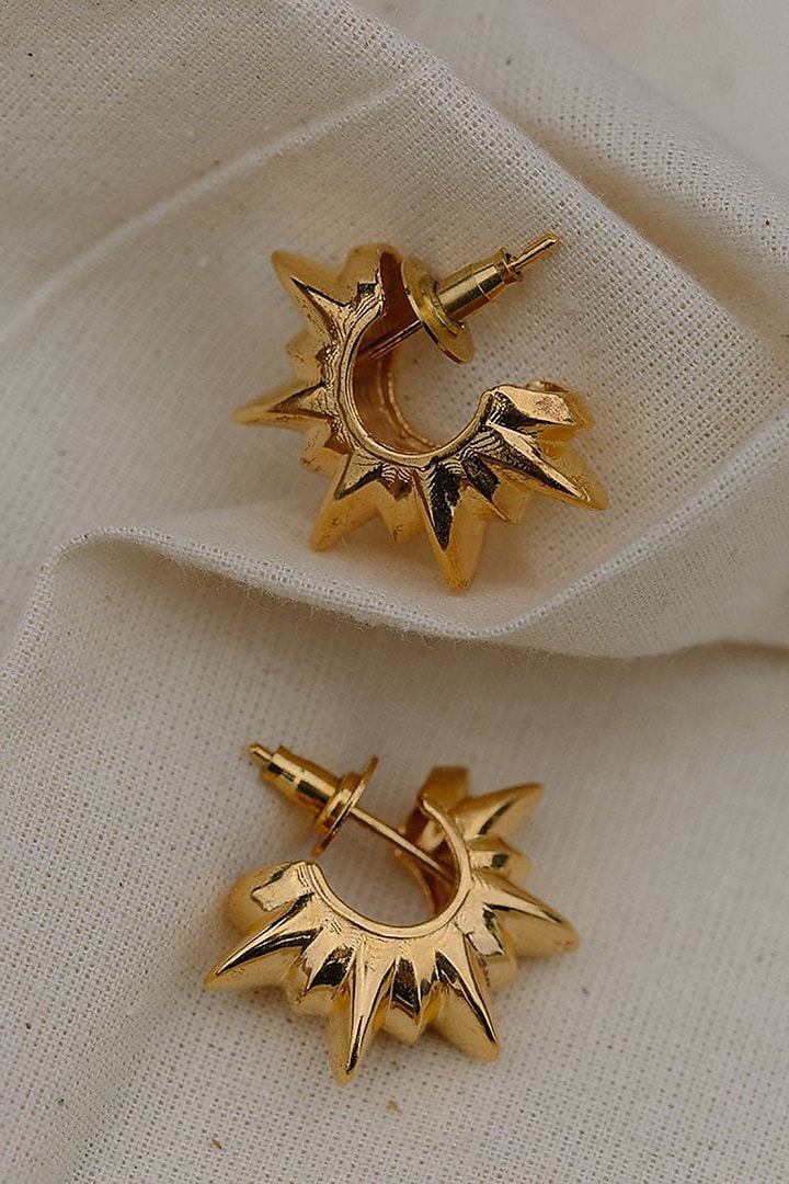 Gold Plated Mini Sun Stud Earrings by Misho Designs