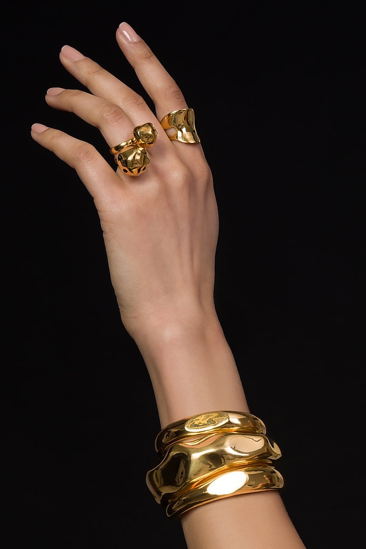 Gold Plated Mini Gemela Ring by Misho Designs