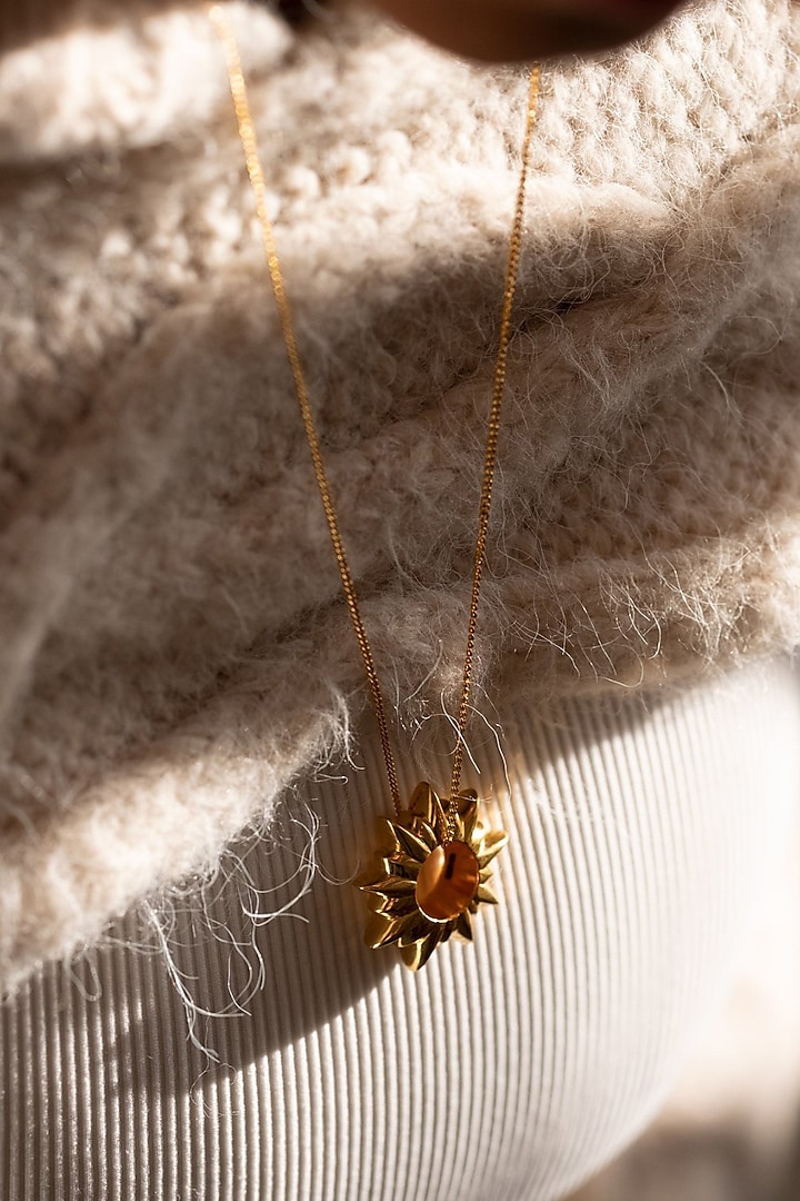 Gold Plated Sun Stud Necklace by Misho Designs