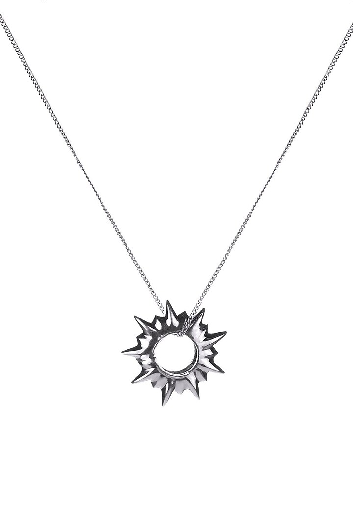 Silver Rhodium Finish Sun Stud Necklace by Misho Designs
