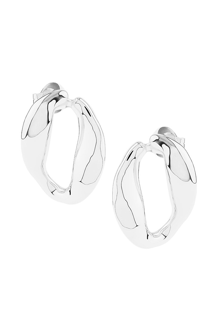 Silver Finish Handcrafted Mini Link Hoop Earrings by Misho Designs at Pernia's Pop Up Shop 2024