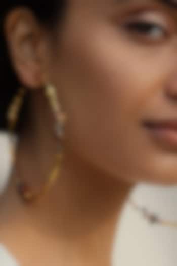 Gold Plated Handcrafted Hoop Earrings by Misho Design