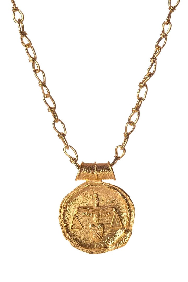 Zodiac Mini Pendant Necklace Set Gold Plated Libra Zodiac Mini