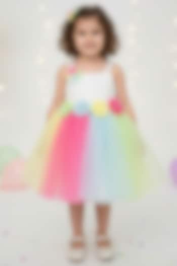 Multi-Colored Net Pearl Work Dress For Girls by Ministitch at Pernia's Pop Up Shop