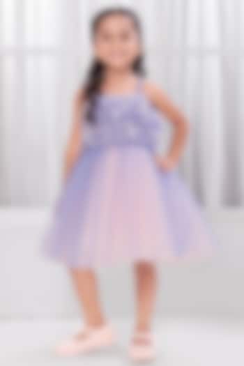 Lilac & Baby Pink Net Dress For Girls by Ministitch at Pernia's Pop Up Shop