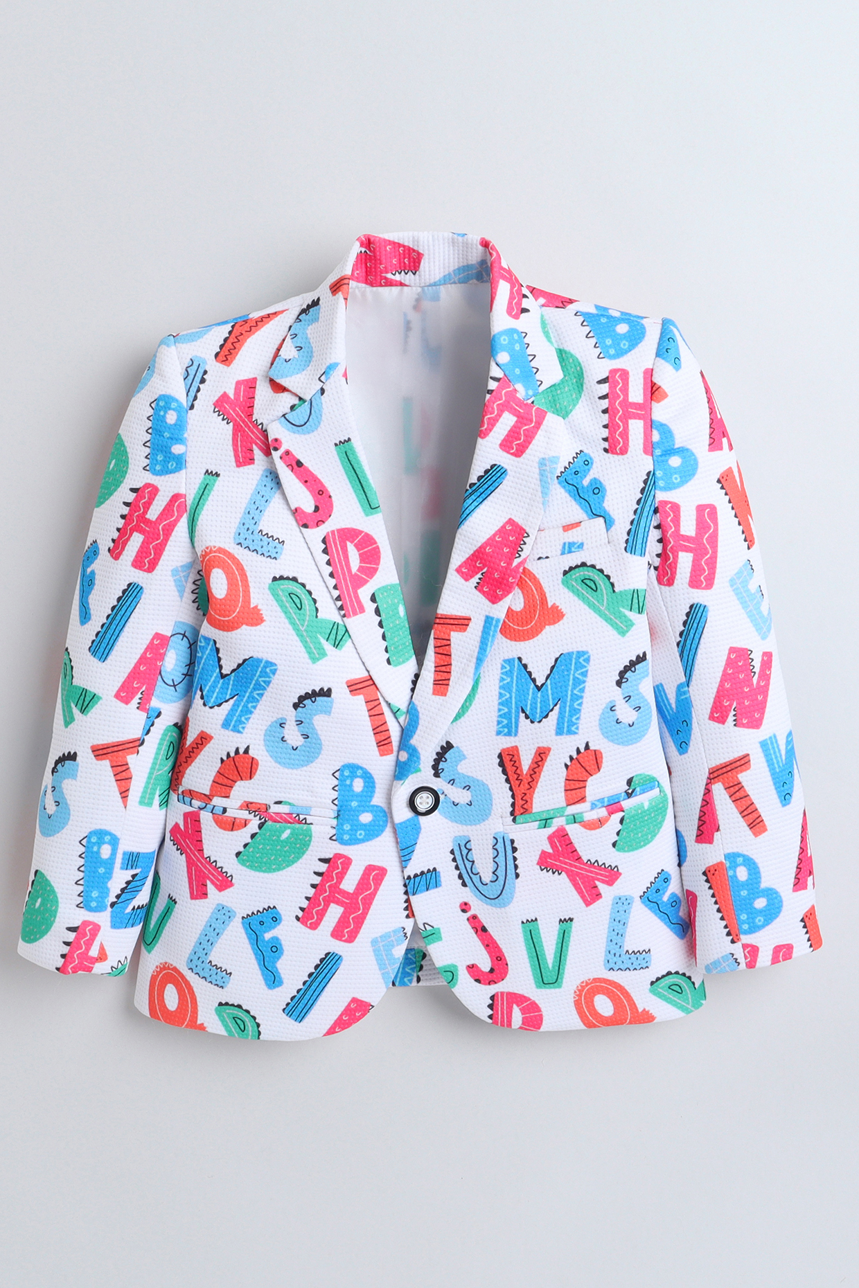 Multi-Colored Nylon Polyester Printed Single-Breasted Blazer For Boys by Ministitch