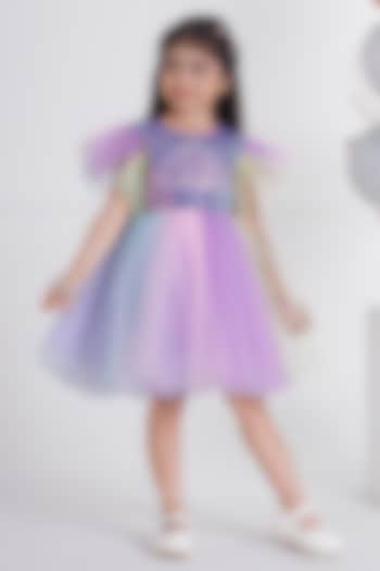 Multi-Colored Polyester Elastane Pearl Handwork Dress For Girls by Ministitch at Pernia's Pop Up Shop