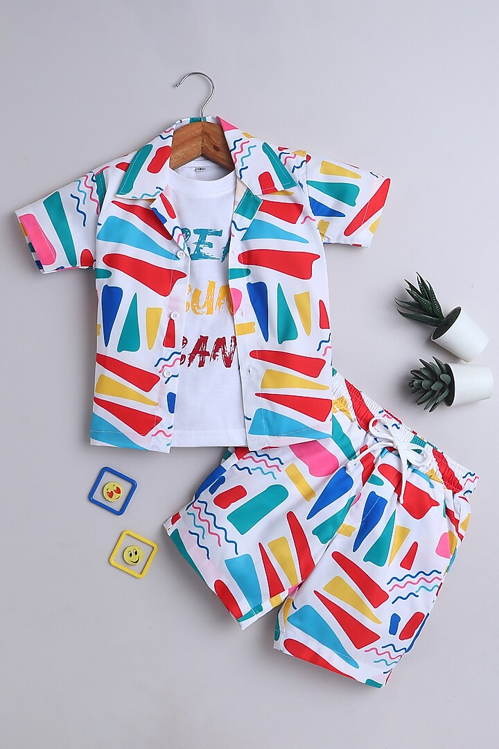 Multi-Colored Cotton Blend Printed Co-ord Set For Boys by Ministitch