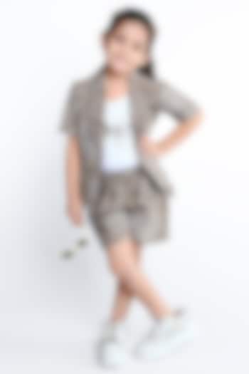 Coffee Cotton Blend Printed Co-Ord Set For Girls by Ministitch at Pernia's Pop Up Shop