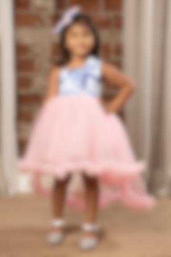 Baby Pink Net Dress For Girls by Ministitch at Pernia's Pop Up Shop