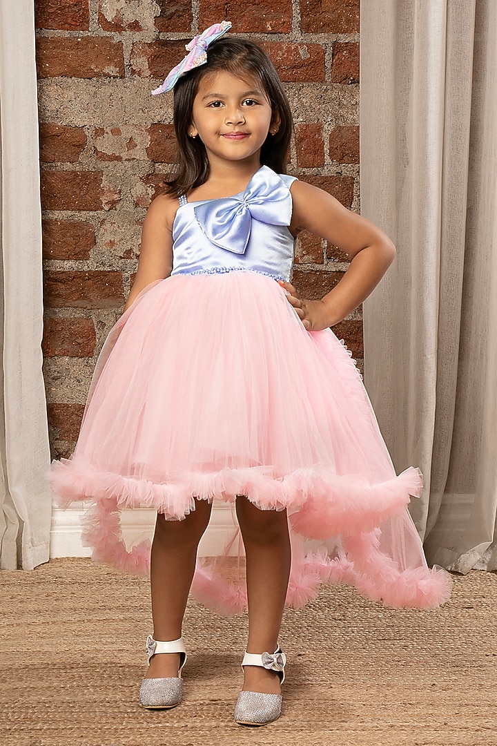 Baby Pink Net Dress For Girls by Ministitch at Pernia's Pop Up Shop