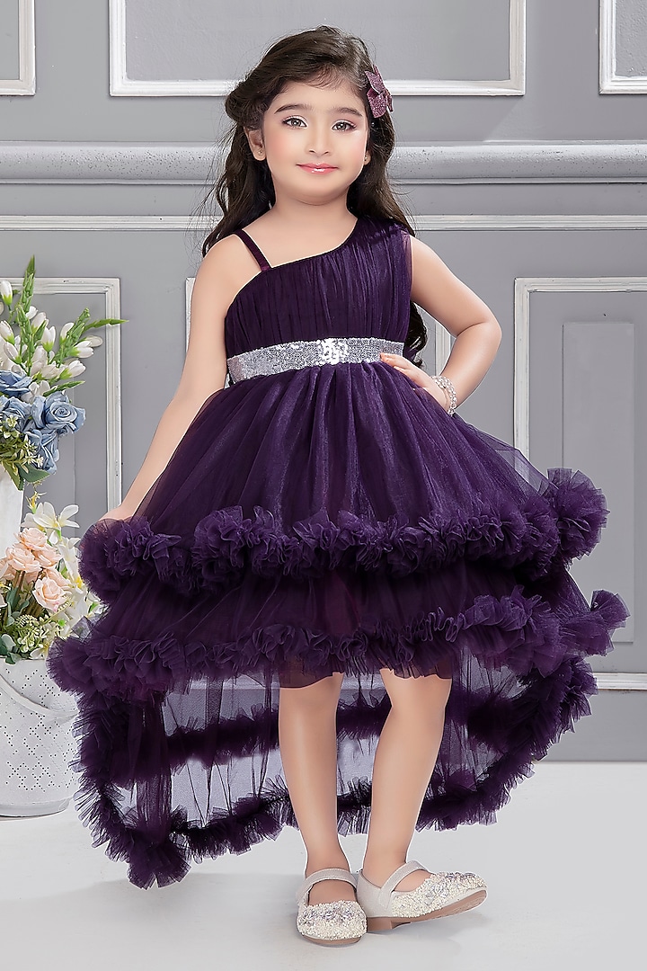 Purple Net Dress For Girls by Ministitch at Pernia's Pop Up Shop