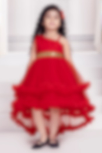 Red Net Dress For Girls by Ministitch at Pernia's Pop Up Shop