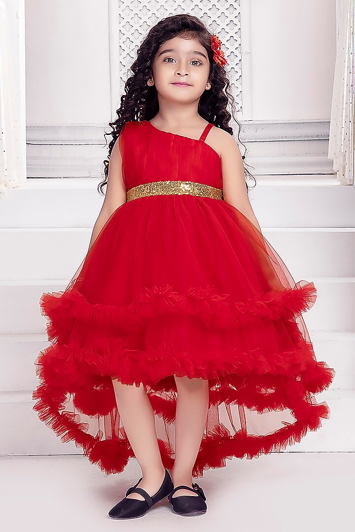 Red Net Dress For Girls by Ministitch at Pernia's Pop Up Shop