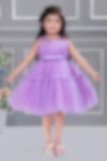 Lavender Net Frilled Dress For Girls by Ministitch at Pernia's Pop Up Shop