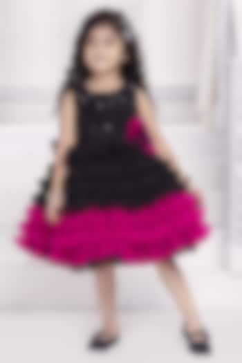 Black Net Sequins Embroidered Dress For Girls by Ministitch at Pernia's Pop Up Shop