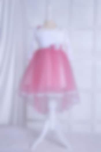 Baby Pink Net Floral Embroidered Dress For Girls by Ministitch at Pernia's Pop Up Shop