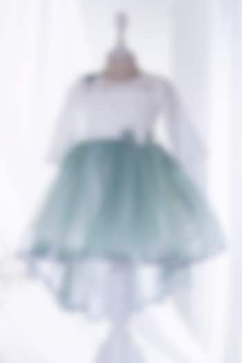 Green Net Floral Embroidered Dress For Girls by Ministitch at Pernia's Pop Up Shop