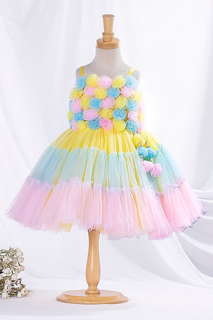 Multi-Colored Net Dress For Girls by Ministitch at Pernia's Pop Up Shop