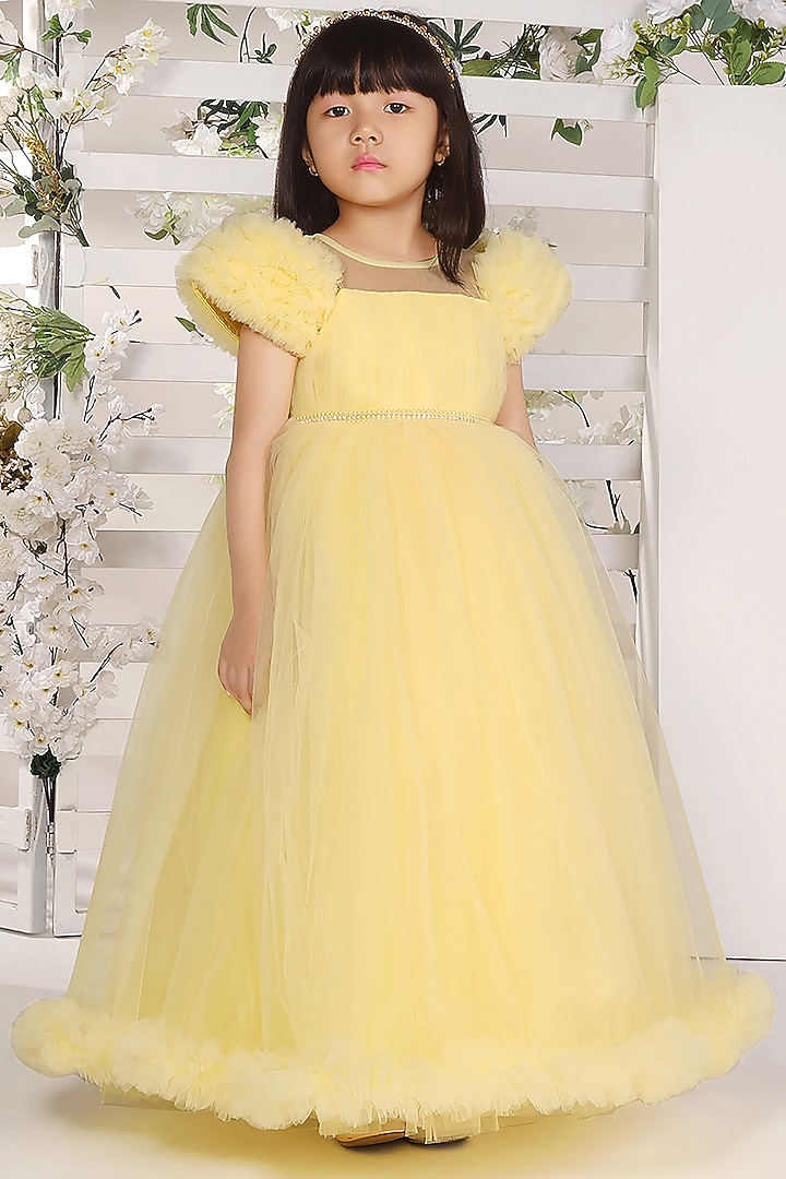 Yellow Net Gown For Girls by Ministitch at Pernia's Pop Up Shop