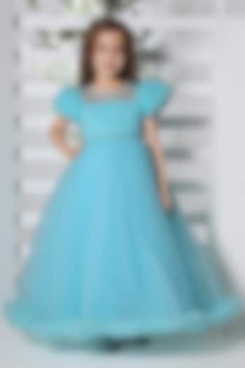 Blue Net Gown For Girls by Ministitch at Pernia's Pop Up Shop