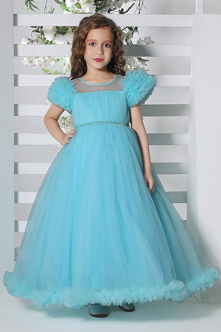 Blue Net Gown For Girls by Ministitch at Pernia's Pop Up Shop